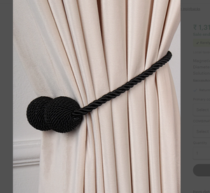 Magnetic Curtain Side <b>Tieback</b> - /1.6" -4 cm Top Diameter / 19.7" - 50 cm Rope Length ..Window Decor - Product Image 1