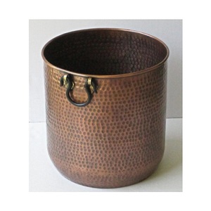 Macetero de Metal pesado de aluminio martillado para decoración del hogar, cubo grande de metal decorativo con acabado de pátina antigua - Product Image 3