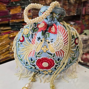 Luxury Embroidery Potli <b>Bag</b> Indian Handicrafts Colorful Velvet Tote Handbags Mobile Holder Travel Sling <b>Clutch</b> for Women Ladies - Product Image 1