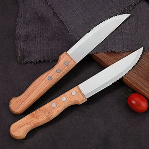 Vente directe d'usine, 4 couteaux à steak micro-dentelés de 4,7 pouces avec manche ergonomique en bois de hêtre, couteaux de cuisine - Product Image 6