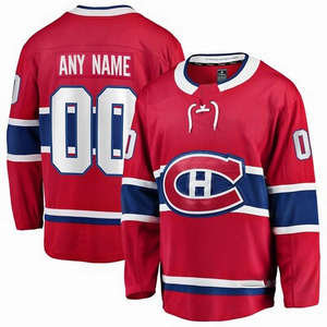 Maillot de hockey sur glace personnalisé, uniforme d'équipe rouge, nom et numéro personnalisés, détails cousus, respirant, vêtements d'entraînement performants - Product Image 2
