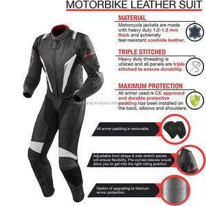 Combinaison complète de moto en cuir véritable fabriqué au Pakistan - Product Image 5