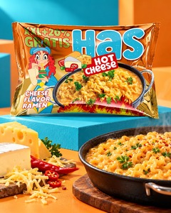 HAS Hot Cheese Flavor 120g Bulk Instant <b>Noodles</b> Halal Creamy Fried Wheat Flour <b>Spicy</b> Ramen 5-Min Cook Time 18% Fat 12 Shelf Life - Product Image 2