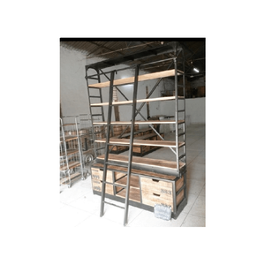 Meubles industriels en bois massif personnalisés antiques Échelle en bois de fer Porte-livre Salon extérieur écologique Vente en gros en vrac - Product Image 1