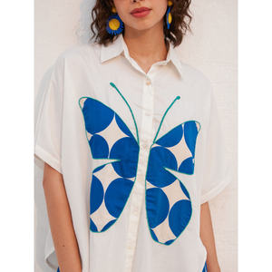 Monaco Applique Embroidered Knitted <b>Poncho</b> Shirt for <b>Ladies</b>-Loose Fit Vintage Casual Style - Product Image 3