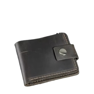 กระเป๋าสตางค์หนังทำด้วยมือสำหรับผู้ชายกระเป๋าสตางค์แบบปิดได้กะทัดรัดพร้อมที่ใส่บัตร CHW-0032พับสองพับลาย Crazy Horse แนววินเทจ - Product Image 1