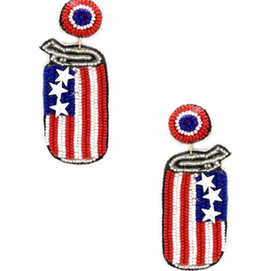 Boucles d'oreilles en perles de festival avec logo personnalisé, boucles d'oreilles brodées en perles patriotiques avec motif étoile - Product Image 3