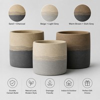 Pot de fleurs moderne en ciment marbré, jardinière ronde mate pour plantes succulentes, décoration de bureau intérieur
