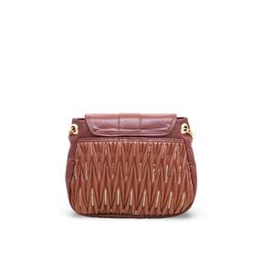 Bolso de hombro Formal marrón P55601 para mujer, cuero genuino, forro de poliéster, cierre de cremallera, cadena, portátil a prueba de agua para invierno - Product Image 1