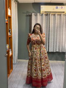 VESTIDO DE COLECCIÓN DE VESTIDO DE BODA PRESENTE TELA ESTAMPADA DE SEDA DOLA PESADA SUAVE CON INTERIOR COMPLETO - Product Image 5