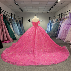 Vestidos de Quinceañera de Lujo 8525, Color Fucsia, con Cuentas, Apliques de Cristal, Bordados, Antiestáticos, Estampados, Estilo Imperio - Product Image 4