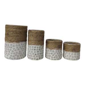 Tamaño personalizado decoración del hogar soporte votivo hecho a mano India hoja blanca mosaico hilo Natural envoltura vela cilíndrica vidrio - Product Image 3