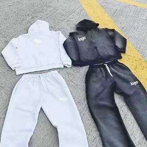 ชุดวอร์มผ้าฟลีซระบายอากาศได้ดีพิมพ์ลายสำหรับฤดูหนาวของผู้ชายชุดสตรีทแวร์หนากันแดดซีดจางมีฮู้ดทรงถุงพลุแสงจ้า - Product Image 6