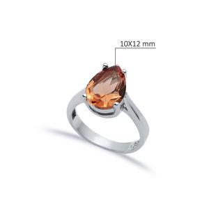 Anillo de mujer de racimo pedregoso con diseño de gota de pera de 10x12mm, piedra sultanita turca hecha a mano, venta al por mayor, joyería fina de Plata de Ley 925 - Product Image 2