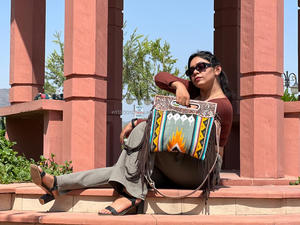 Llegada mano Tooled Fringe bolsos Jacquard Color Sling bolsos bohemio azteca tela nuevo diseño Vintage bolsos elegantes para mujeres - Product Image 3