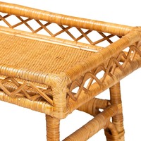 Table console en rotin réglable à deux niveaux, style vintage moderne de luxe, pour l'aménagement intérieur et extérieur, salon, chambre, rangement