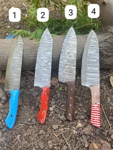 Nuevo juego de cuchillos de Chef de acero de Damasco hechos a mano en patrón de fuego con Funda de cuero de vaca estilo Vintage ambidiestro ecológico - Product Image 5