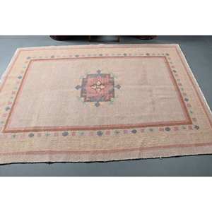 Alfombra turca Vintage Beige 5,2X7,3 pies lana hecha a mano área grande diseño de retazos Rectangular pasillo patrón látex para decoración de habitación - Product Image 3