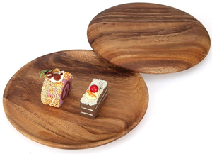 Ensemble de 6 à 10 pièces, assiettes rondes en bois peintes à la main, faciles à nettoyer, non toxiques, non facilement cassables, pour servir des collations lors de fêtes - Product Image 2