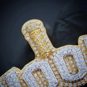 เครื่องประดับฮิปฮอปที่สะดุดตาในทองคำ10K สีเหลืองถูกทำให้เย็นลงอย่างสมบูรณ์ด้วยจี้เพชรประกายทรงกลมเพชรใน VVS ชัดเจน - Product Image 6