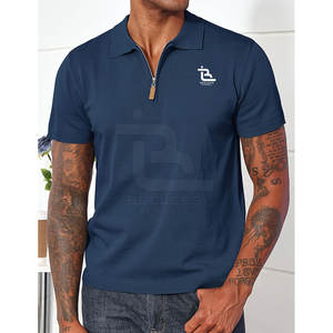 Nuevos polos de algodón con cuello de cremallera alta 2025 para hombres, polos de punto acanalados para hombres, polos transpirables ajustados para hombres - Product Image 2