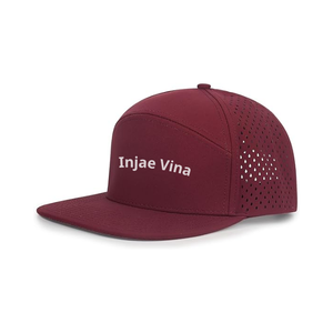 Sombrero de Golf perforado con corte láser de 6 paneles de poliéster 100% de alta calidad, logotipo impreso personalizado, gorra impermeable de ala plana para deportes al aire libre - Product Image 4