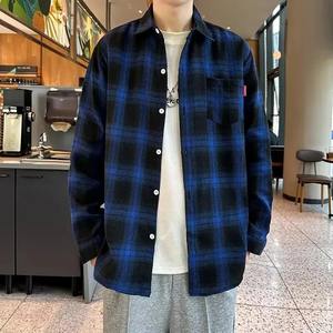 Chemise à manches longues à carreaux pour hommes, style ample et décontracté, vêtements d'extérieur vintage, manteau de flocage, vêtements de saison d'automne - Product Image 2