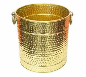 Seau à boissons durable en fer poli, élégant seau à glace pour champagne et vins avec poignées - Product Image 5