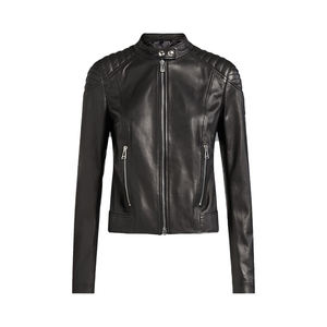 Chaqueta de cuero genuino de piel de oveja delgada para hombre y mujer, botones adornados, soporte, cremallera de moto de invierno - Product Image 5
