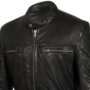 Veste en cuir pour homme de haute qualité, personnalisée, avec col montant en toile, design à capuche, respirante, vêtement d'extérieur pour l'hiver - Product Image 6