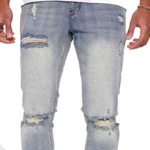 Expédition rapide Hommes Stretch Skinny Jeans Mode Casual Slim Fit Distressed Confortable Denim Pantalon - Product Image 5