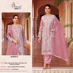 ชุดแต่งงานผ้าโปร่งบางหนาพร้อมคัตเวิร์คปักชุด salwar ผู้ผลิตจากอินเดีย - Product Image 4