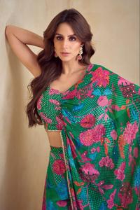 ผ้าไหม Chinon สวยทันสมัยพร้อมพิมพ์ดิจิตอลด้านบนและผู้ผลิต plazo และผู้จำหน่ายจาก surat - Product Image 5