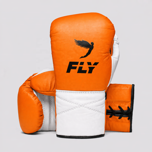 Guantes de Boxeo Profesionales Personalizados FLY Amarillos/Blancos, Modelo X Line, con Cordones, para Entrenamiento de Artes Marciales Mixtas y Kickboxing, de Cuero - Product Image 5