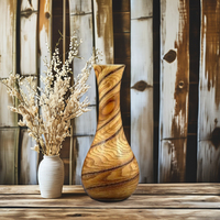 Vas Lantai Dekorasi Pernikahan Desain Art Deco dari Kayu Bambu Alami Ramah Lingkungan Buatan Tangan India Ukuran Dapat Disesuaikan H HANDICRAFT