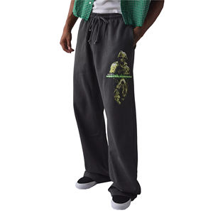 Pantalons de survêtement pour hommes, coupe ample décontractée, 100% coton, légers, à devant plat, taille mi-haute, pantalons de jogging d'hiver, streetwear de créateur - Product Image 2