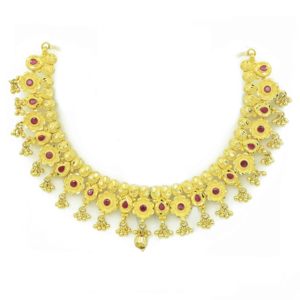 Venta al por mayor de collares de oro de 14K 18K 24K, conjunto de joyas de diseño floral tradicional, collares de moda chapados en oro de latón. - Product Image 4