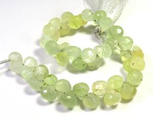 Perles de pierres précieuses naturelles de Prehnite, taille briolette facettée, en forme d'oignon, couleur verte, 7 mm, sur brin de 7 pouces, pierres précieuses en vrac pour bijoux - Product Image 6