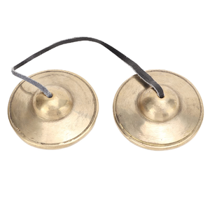 Plain Brass Tingsha Cymbals: cloches de méditation tibétaines traditionnelles, thérapie par le son, carillons de yoga, fournisseur en gros. - Product Image 1
