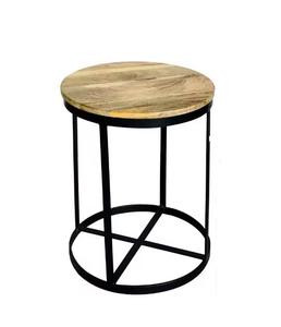 Mesa auxiliar de Metal de estilo moderno contemporáneo de forma nórdica, mesa de centro moderna superior de elevación de hierro de madera de alta calidad para sala de estar - Product Image 1