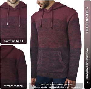 2024 automne hiver Collection hommes mode décontracté tricoté pulls à capuche respirant à manches longues couleurs unies chaud 3D tricots - Product Image 3
