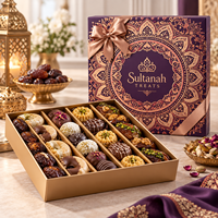 Boîte cadeau de luxe personnalisée AT PACK avec séparateurs pour dattes et chocolats, emballage de friandises arabes pour Ramadan et Eid avec ruban