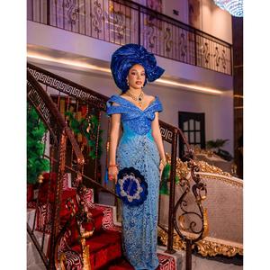 Vestido George de Chifón Azul Zafiro Real, Lujoso, Adornado con Cristales y Decoraciones de Lentejuelas - Product Image 2