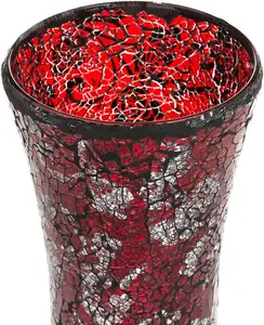 Большая ваза для цветов, декоративная мозаика ручной работы с блестками, блестящее стекло, подарок, черный, белый, серебристый, 12 дюймов (красный цилиндр