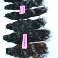 Mesin Kepang Rambut Wanita India Hitam Double Weft Deep Wave Tanpa Proses, 100% Virgin Remy Indian Hair Weave & Clip-in