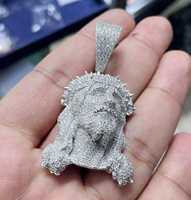 Colgante 3D de Jesús Cristo con incrustaciones de Moissanita VVS y Plata 925, estilo Hip Hop, joyería de moda infantil