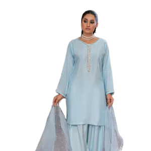 Élégantes filles Premium Shalwar Kameez | Vêtements de fête pakistanais traditionnels | Robe longue de haute qualité au design moderne ethnique pour - Product Image 1