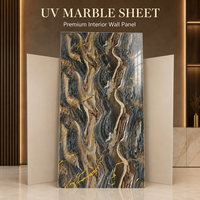 Panneau mural en PVC brillant MORLENX Luxury Dark Gold Vein UV Marble Sheet pour la décoration intérieure d'hôtels et de villas