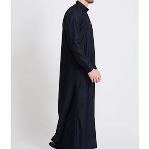 Mejor venta 2025 nuevo Color azul ropa islámica Vintage algodón de talla grande hombres Thobe Material de tela de la mejor calidad para Ramadán - Product Image 2