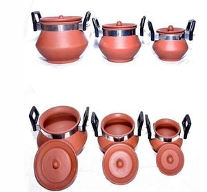 Round <b>Clay</b> Dinnerware <b>Set</b> with Handle Eco-Friendly & Reusable Country Style - Product Image 2